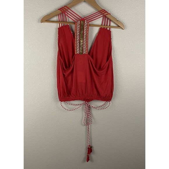 We the Free Womens XS Red Ibiza Tank Embellished Metal Coin Beads - Picture 6 of 9